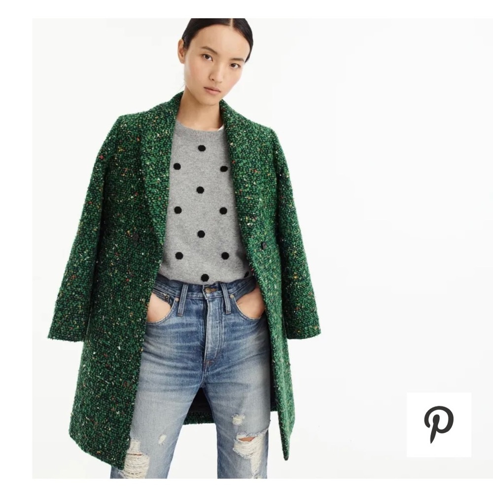 J. Crew Coat Daphne Wool Italian Tweed Boucle Peacock Green size 00